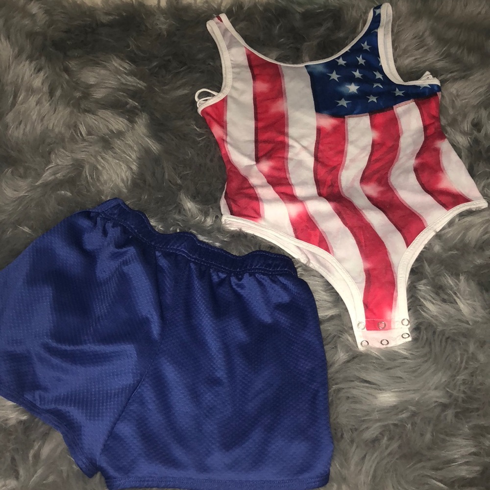🔥American Flag muscle shirt &Cute Booty Shorts💕